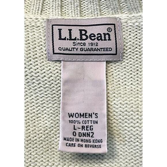 L. L. Bean Women’s Cotton 1/4 Zip Pullover LS Knit Sweater Mock Neck Yellow L - Picture 7 of 9